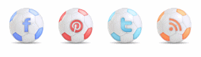 Iconos Sociales de Balones de Fútbol con efecto Zoom